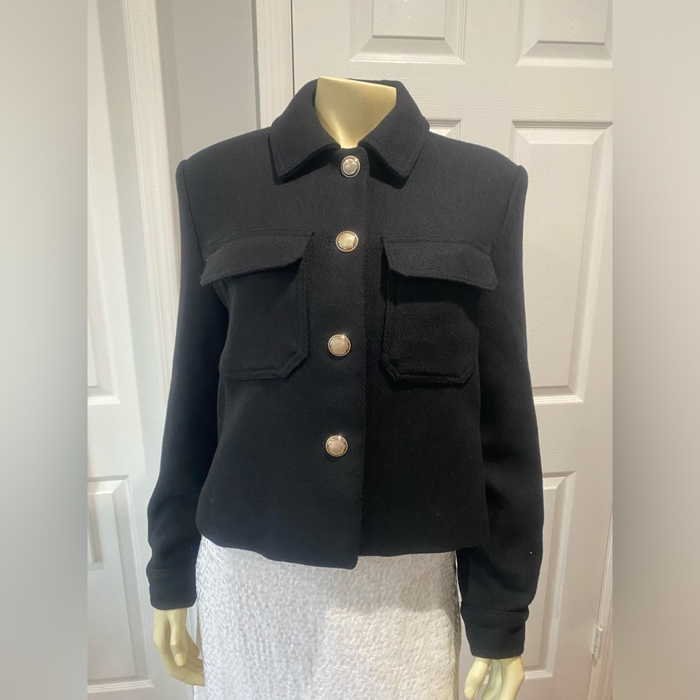 Zara wood blend Black Button-Up Jacket/ Size Medium